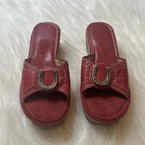 Ariat Leather Horseshoe slip-on platform sandals size 9.5 - Picture 1 of 8